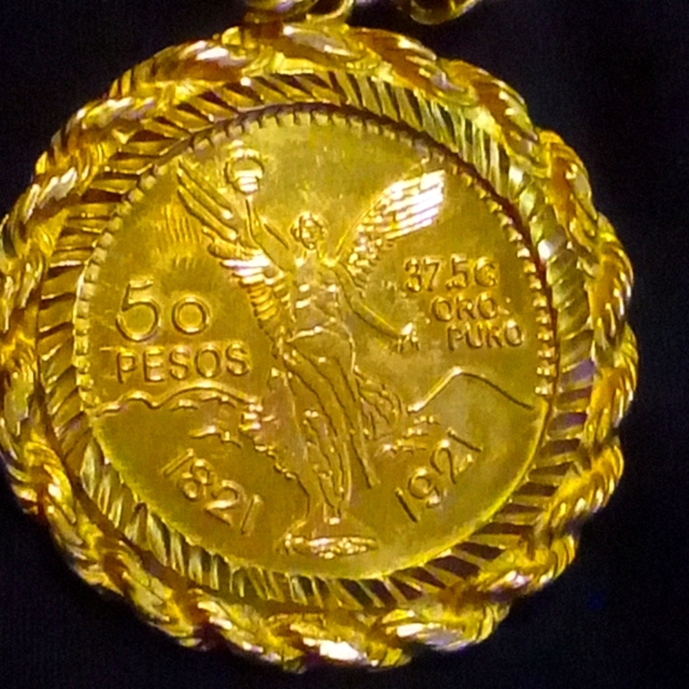 Rare Gold 50 Pesos pendant made from Mexican gold 1821/1921 37.5... 50 Grams